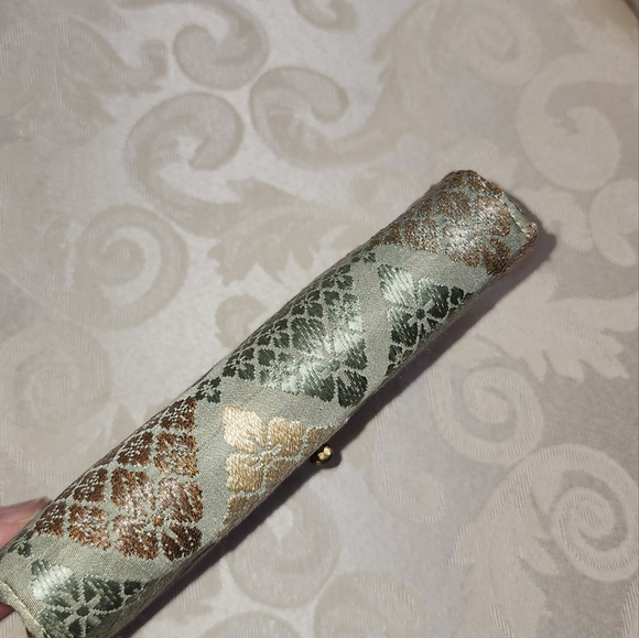 B. TIHMODE Vintage 60s Brocade Satin Clutch – Rare Geometric Evening Purse - Picture 10 of 15
